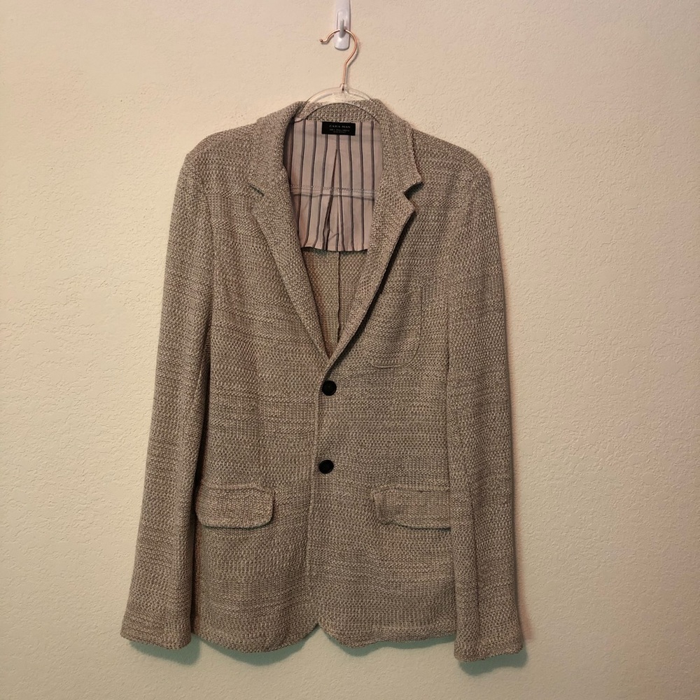 Zara Blazer Knit Sweater Two Button Large L